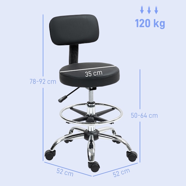 Rootz Ergonomic Office Chair - Compact Swivel Chair - Höjd justerbar stol - Vattentät läder - 52 cm x 52 cm x 78-92 cm