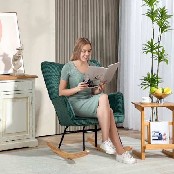 Rootz Rocking Stol - Glider Stol - Nursernestol - Tyk polstring - Beech Wood Runners - 98D X 71W X 101H CM - Understøtter op til 120 kg
