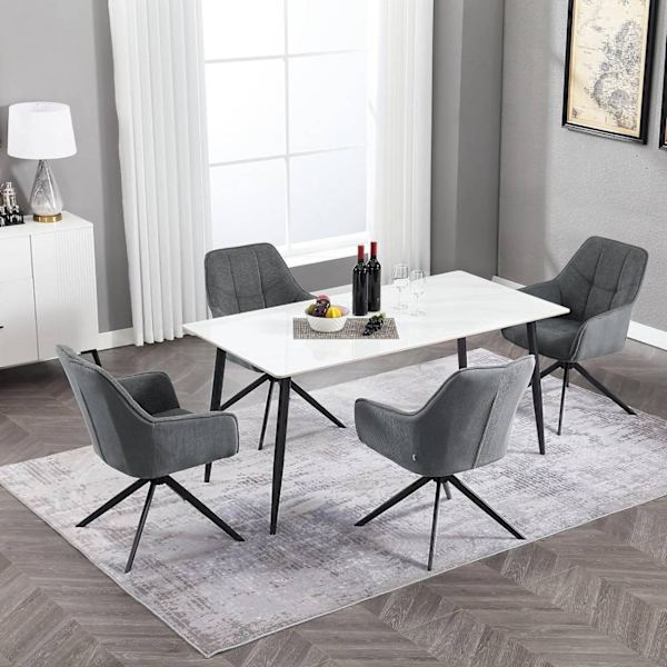 Rootz matstolsset - Snurrstol - Vadderat säte - 360° rotation - Chenille & Manchester - 58cm x 86cm x 63,5cm