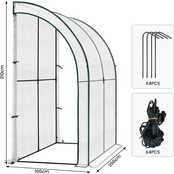 Rootz Premium Lean-to Greenhouse - Trädgårdsväxthus - Utomhusväxthus - UV-skydd - Hållbar design - Enkel montering - 200 cm x 210 cm x 100 cm