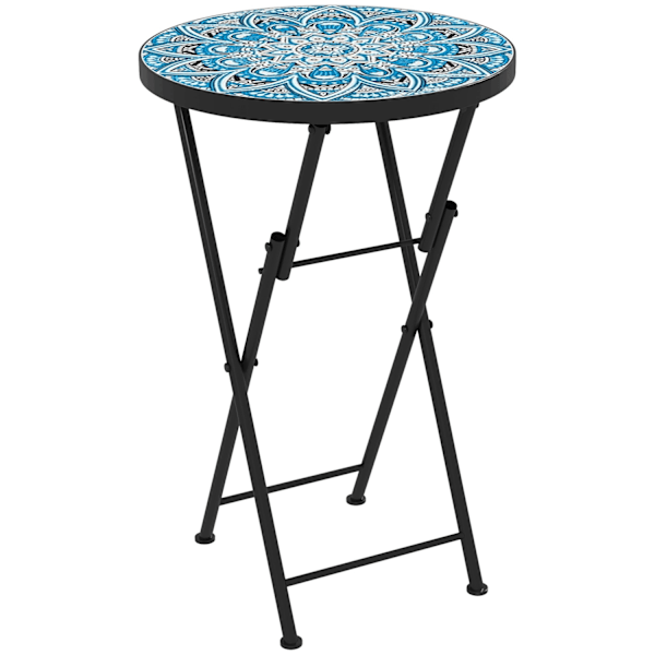 Rootz Mosaic Garden Bord - Foldbar terrassebord - Runde gårdhaveborde - Rumbesparende design - Ø35,5 x 55 timer cm