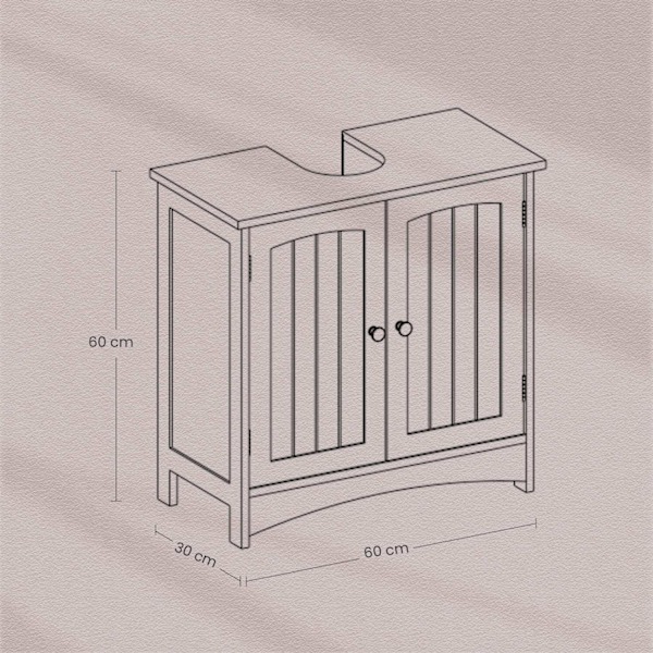 Rootz Sink Cabinet - Vanity Unit - Base Cabinet - Rumbesparende MDF - 30 x 60 x 60 cm - Grå