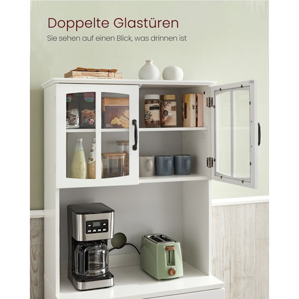 Rootz Modern Köksskåp - Vit skåp - Justerbara hyllor - MDF-spånskiva - 41,5 cm x 73 cm x 179,8 cm - Stor förvaring - 42,5 kg