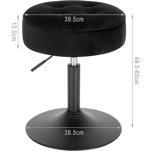 Rootz Justerbar Velvet Barstol - Bordstol - Drejeligt sæde - Holdbar og komfortabel - Multifunktionel med opbevaring - Justerbar højde 49,5 cm-65 cm -