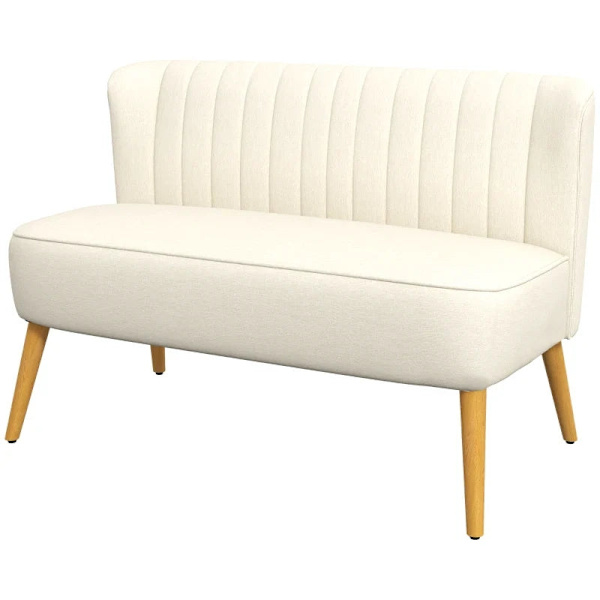 Rootz 2-sits Tygsoffa - Stoppad soffa - Dubbelsoffa - Sittmöbler - Loungesoffa - Träskum - Gräddvit - 117 x 56,5 x 77 cm