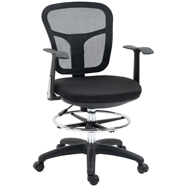 Rootz Kontorstol - Tegnestol - Skrivebordsstol - Computerstol - Inklusiv fodstøtte - Højdejusterbar - Sort - 59 x 59 x 115 cm