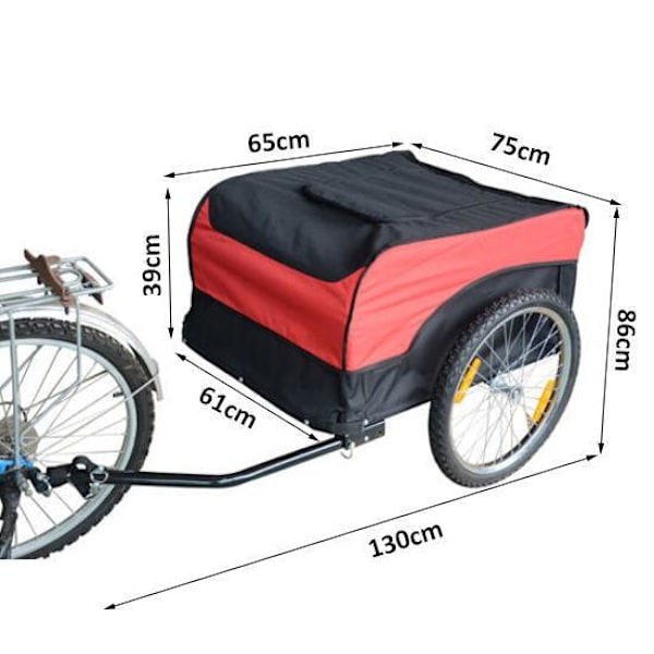 Rootz Cykeltrailer - Rød, Sort - Stål, Stof - 51.181 cm x 30.32 cm x 25.59 cm