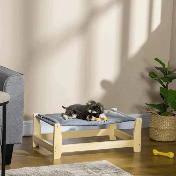 Rootz Pet Bed - Pet Sofa - Hunde Sofa - Hunde Seng - Med Pude - Katte Seng - Katte Sofa - Natur/Lysegrå - 90 x 50 x 28 cm