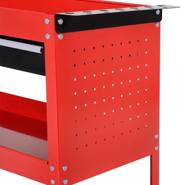 Rootz Værktøjskasse - Værktøjsvogn - Værktøjskasse - 3 niveauer - 4 hjul - Rød - 82 cm x 35 cm x 76 cm