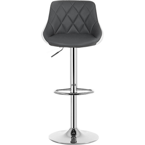 Rootz Barpall - Justerbar bänkstol - Vridbar barstol - Bekväm, Snygg, Hållbar - Förkromat stål, konstläder - 38cm x 35cm, Höjd 84cm-106cm Justerbar