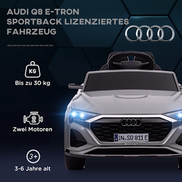 ROOTZ 12V Audi Q8 ETRON ELEKTRISK BØRNE BIL - Fjernstyret - Ride -On Vehicle - Forlygter og musik - 98 cm x 49,5 cm x 43 cm