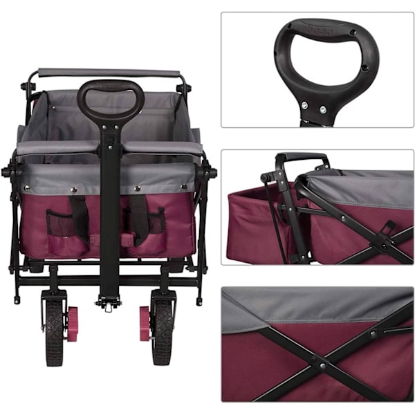 Rootz hopfällbar vagn med tak - Bruksvagn - Trädgårdsvagn - Slitstark 600D polyester - Enkel förvaring - Kraftig 80 kg Kapacitet - 120 cm x 51 cm x 93