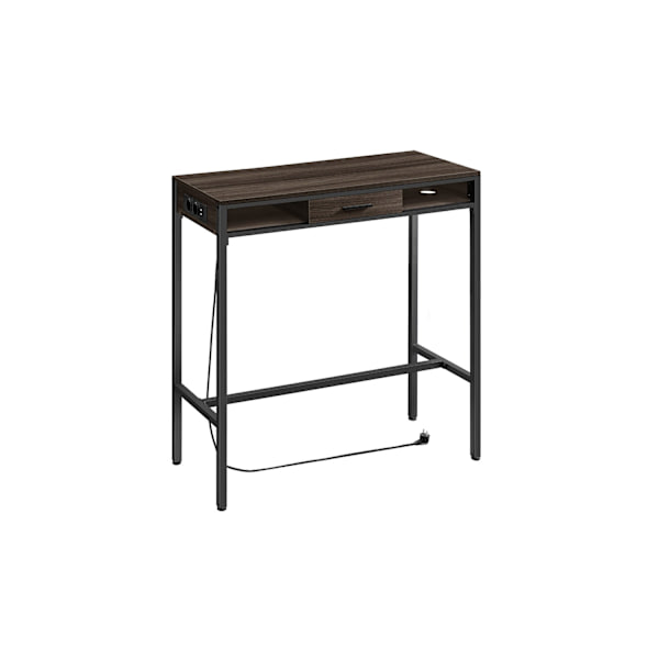 Rootz Barbord med ladestation - Højt bord - Skrivebord - Askbrun - Spånplade, stål - 40 cm x 99,8 cm x 104,6 cm
