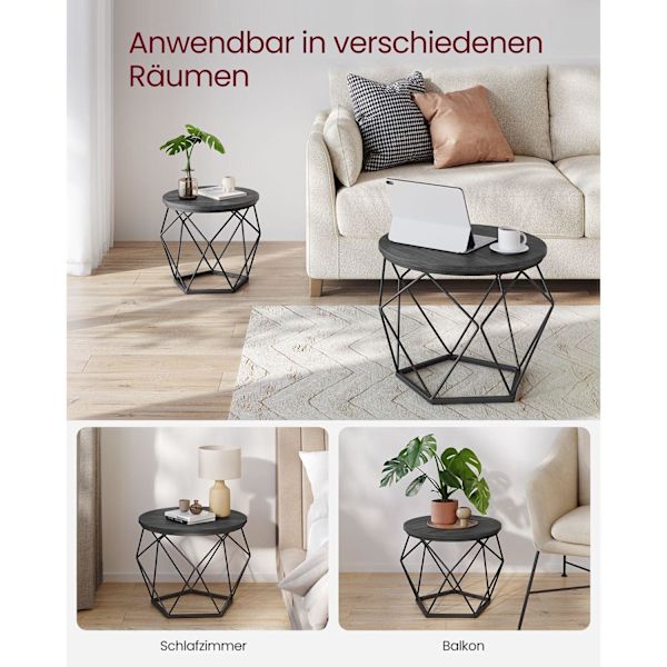 Rootz 2-delade sidobord - Svarta gavelbord - Bord av spånskiva i stål - Lätt hållbar design - Enkel montering - 50 cm x 40 cm x 40 cm & 40 cm x 36 cm