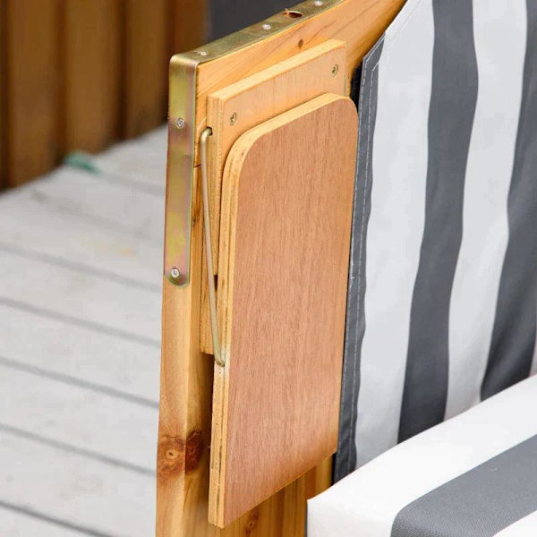 Rootz Beach Chair - Dobbelt liggestol med tag - Dobbelt liggestol med kopholdere - Chaiselong - 5-niveaus ryglæn - PE Rattan - Grå + Hvid - 118 x 79 x