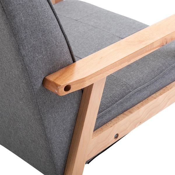 Rootz Armchair - Accent Chair - Single Sofa -lounge Chair - Upholstered Chair - With Armrests - Wooden Frame - Dark Gray - 64.5 x 70 x 74 cm