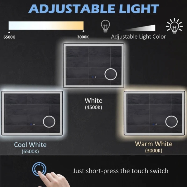 Rootz LED badeværelsesspejl - 3X forstørrelsesspejl - Lysdæmpnin