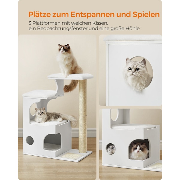 Rootz Cat kradsestolpe - Kattetræ - Klatretårn - Spånplade - Plys - Sisal - 66cm x 40cm x 86cm