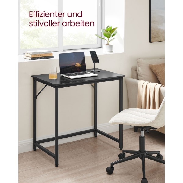 Rootz Sort skrivebord - Studiebord - Skrivebord - Spånplade og stål - Letvægts - Nem montering - Moderne design - 50 cm x 80 cm x 76 cm