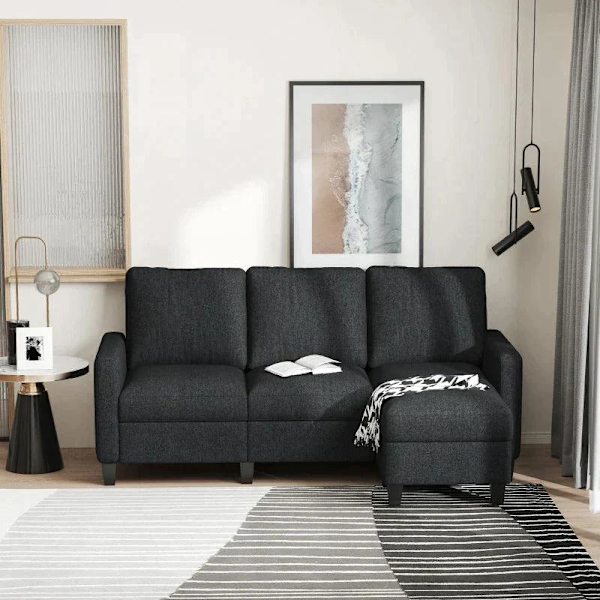 Rootz Sofa - Hjørnesofa - Stofsofa - Hjørnesofasæt - L-Shape Sofa - Mørkegrå - 197 x 139 x 91 cm