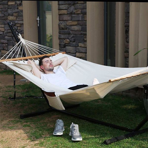 Rootz Hammock - Stick Hammock - Hängmatta med 2 kuddar - Bärbar hängmatta - Lättviktshängmatta - Utomhushängmatta - Campinghängmatta - Dubbel hängmatt