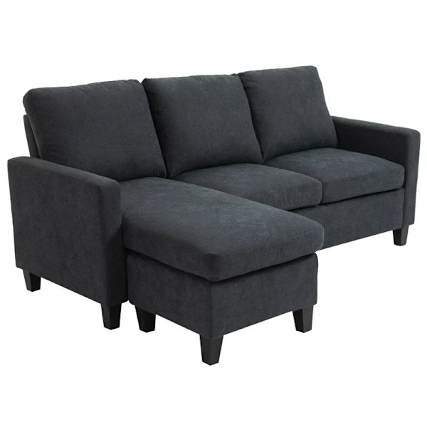 Rootz Hjørnesofa - Sofasæt - Med vendbar chaiselong - Polyester - Skum - Stuer - College - Hjemmekontorer - Mørkegrå - 197 x 139 x 91 cm