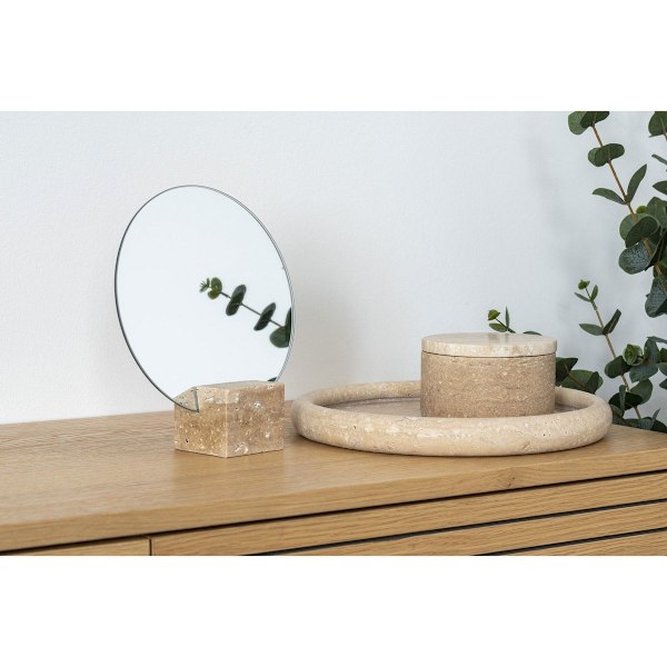 Rootz Tray Travertine - Natural Decorative Platter - Servering Tray - Hållbart trä - Ø25,5 cm x 2,5 cm - 2390G
