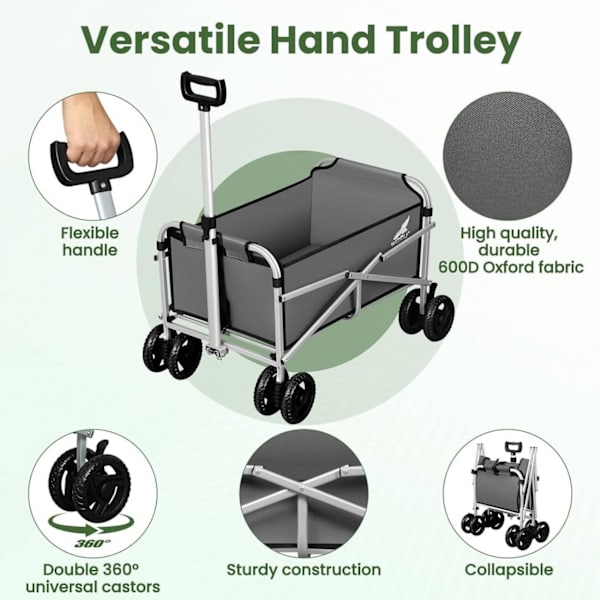 Taitettava Rootz-käsikärry - Utility Wagon - Ulkokäyttöön tarkoitettu vaunu - Kompakti ja kannettava, maastopyörät, suuri kantavuus - 86 cm x 93 cm x