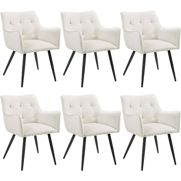 Rootz Velvet Dining Chair Set om 6 - Eleganta stolar - Bekväma sittplatser - Högdensitetsskum - Robust metallram - Ergonomisk design - 57cm x 80cm x 5