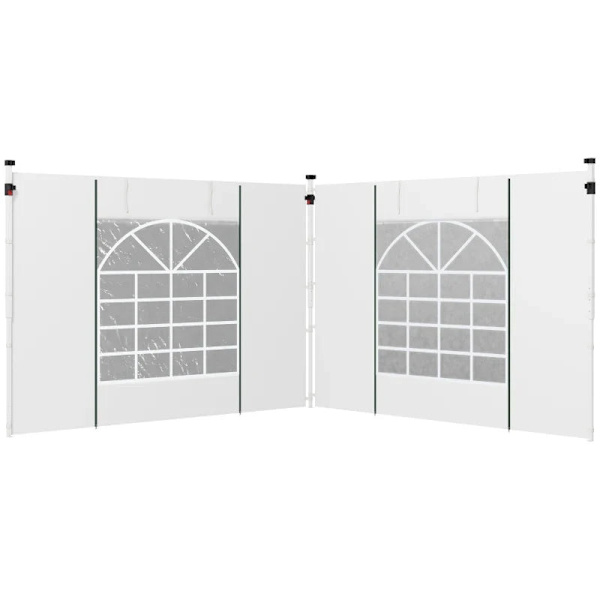 Rootz Gazebo - Sidepaneler - Udskiftning af 2 pakke sider - Pop Up Gazebo - Med vinduer og døre - Hvid - 295W x 195H cm