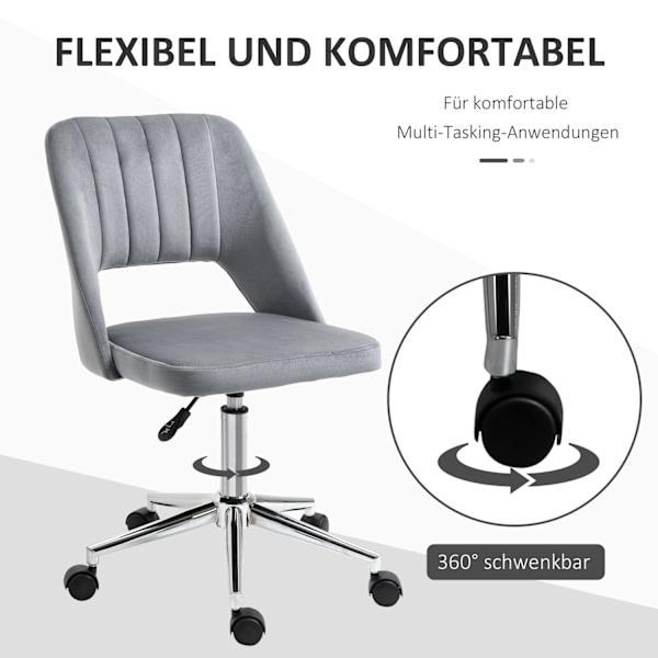 Rootzin korkeus säädettävä työpöytätuoli - kääntyvä toimistotuoli - työtuoli - ergonominen mukavuus - 49 x 60 x 79-91 cm, tummanharmaa