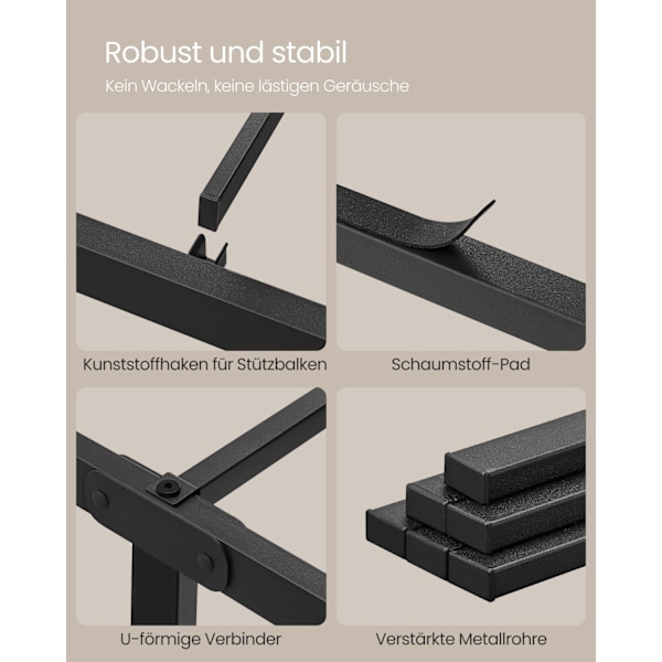 Rootz Classic Black Metal Sengeramme - Pulverlakeret sengeplads - Robust støtte - Nem montering - 190 cm x 140 cm x 41,3 cm