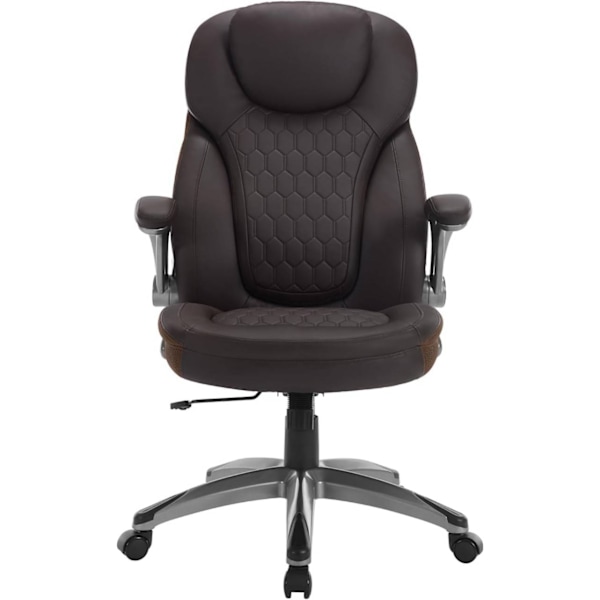 Rootz Ergonomic Executive Swivel Chair - Svart/Brun - Högresiliensskum - Justerbar höjd - PU-överdrag - 67 x (114,5-124,5) x 78 cm