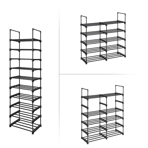 Rootz opbevaringsstativ - 10 niveauer - Skoskab - Skostativ - 45 x 30 x 174 cm - Sort