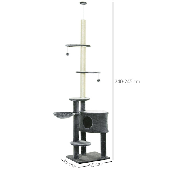 Rootz Kradsestolpe - Grå - Spånplade, Sisal, Fiannel - 21,65 cm x 17,71 cm x 94,48 cm