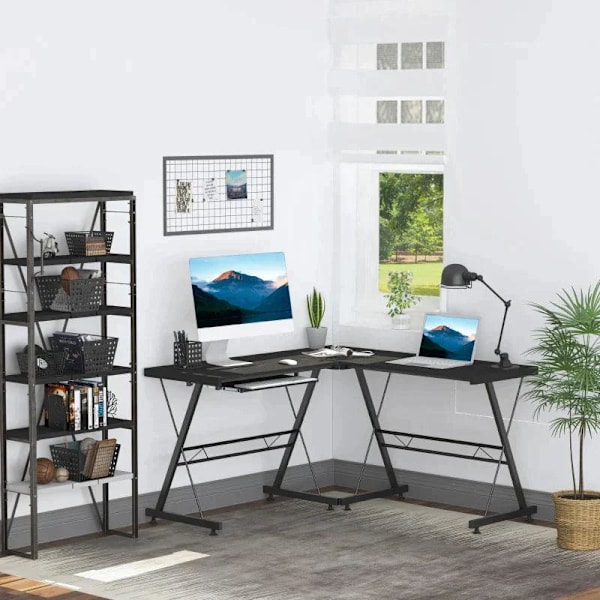 Rootz Desk - Office Desk - Gaming Desk - L Shape Desk - Black - 210 x 50 x 73.5 cm