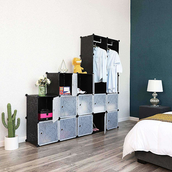 Rootz Vaatekaappi Click System - 14 lokeroa - Muovi - Vaatteet - Vaatekaappi ripustuskiskoilla - 143 x 36 x 178 cm