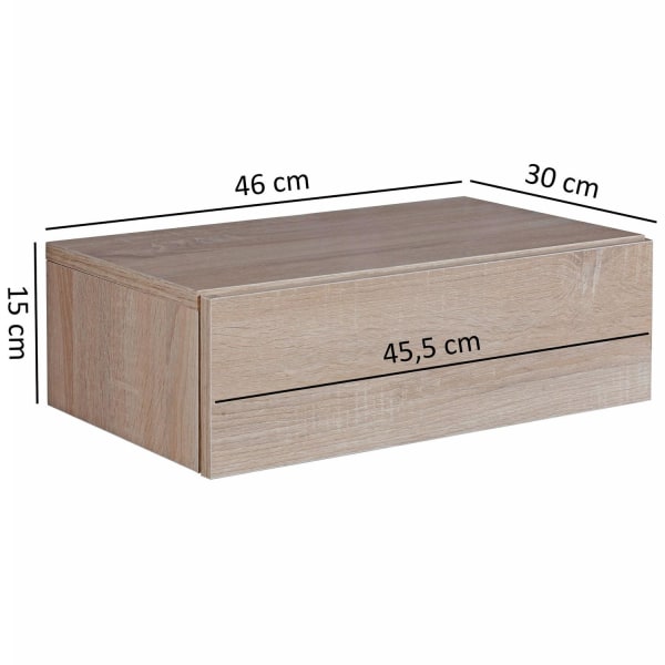 Rootz sängbord för väggmontage 46x15x30cm Sonoma sängbord trä -