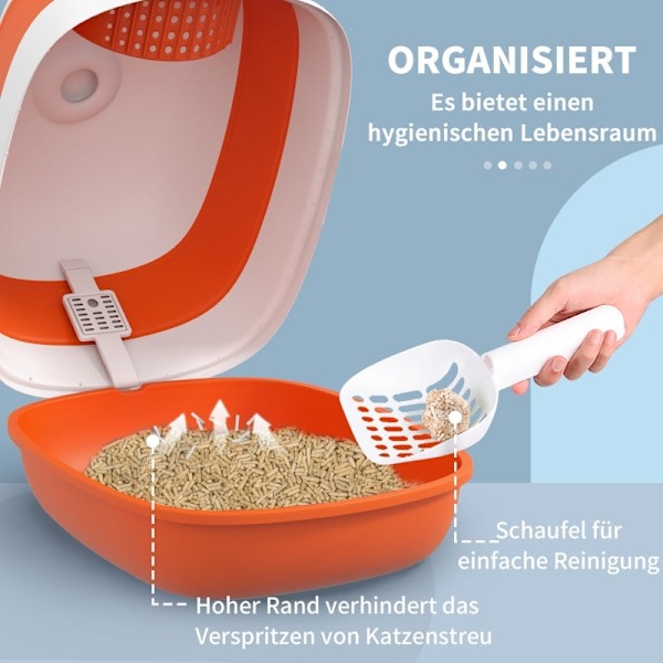 Rootz PawHut Kattoalett - Kattskräp - Kattskåp - Förhindrar skräpspridning - Luktkontroll - Enkel rengöring - 52cm x 41cm x 38cm - Plast, ABS