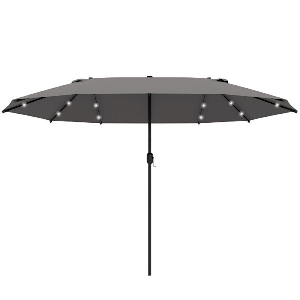 Rootz Dobbeltsidet Parasol - Parasol - Parasol - Med LED Solar Lights - Mørkegrå - 440 x 260 cm