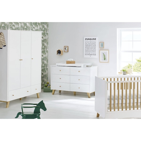 Rootz Changing Unit 'Pan' Extra Wide - Baby Dresser - Taimitarhoasema - Säädettävä asetus - 140 cm x 56/78 cm x 101cm