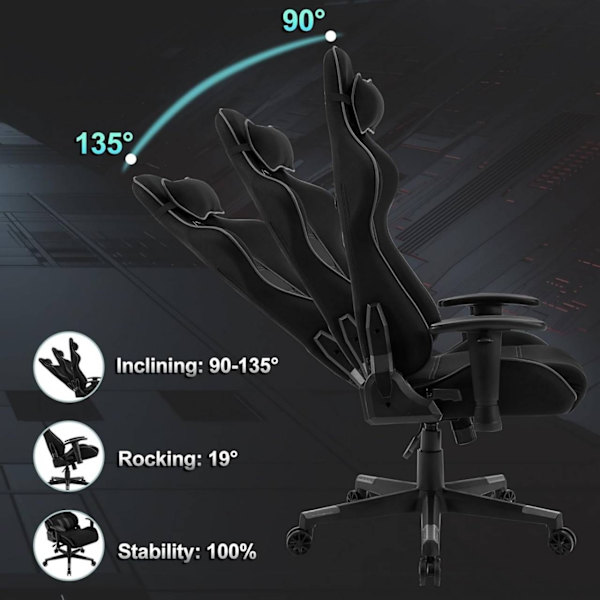 Rootz Ultimate Gaming Chair - Ergonomisk kontorsstol - Andningsbar skrivbordsstol - Meshtyg - Förbättrat hållningsstöd - Justerbar design - Hållbar ko