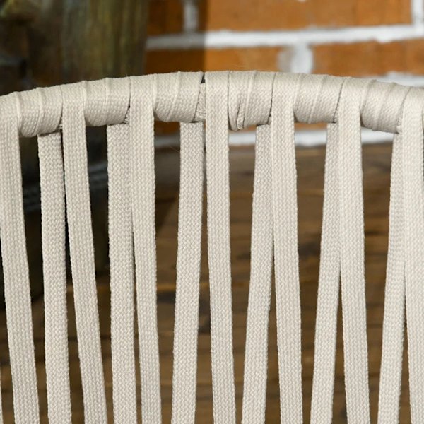 Rootz Trädgårdsstol - Uteplatsstol - Set med 2 Boho Style - Bekvämt sittskal - Sittdynor - Tvättbart överdrag - Metallram - Grå + Beige - 57cm x 60cm