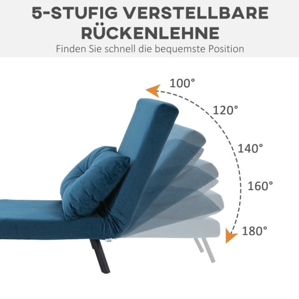 Rootz Afslapningsstol - Hvilestol - Læsestol - Justerbart ryglæn i 5 niveauer - Ekstra pude - Stålramme - 63W x 73D x 81H cm (Sofa) / 185W x 63D x 26H