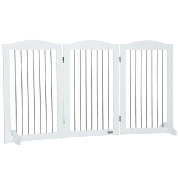 Rootz PawHut Folding Dog Barrier - Pet Gate - Justerbart Hundehegn - Holdbar MDF - 154cm x 30cm x 80cm - Hvid