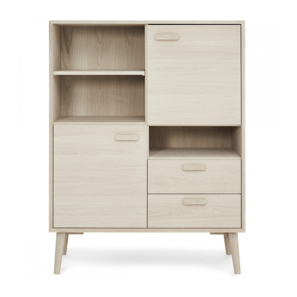 Rootz Highboard - Förvaringsskåp - Skänk - Massiv ek och faner - Tyst Soft-Close - Gott om förvaring - Tidlös design - 40cm x 100cm x 130cm