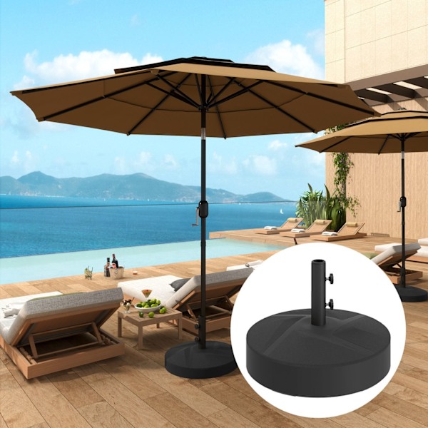 Rootz Parasol Stand - Fillable Paraply Base - Udendørs paraplyholder - HDPE Plastic - Op til 30 kg - Ø56 x 40 cm