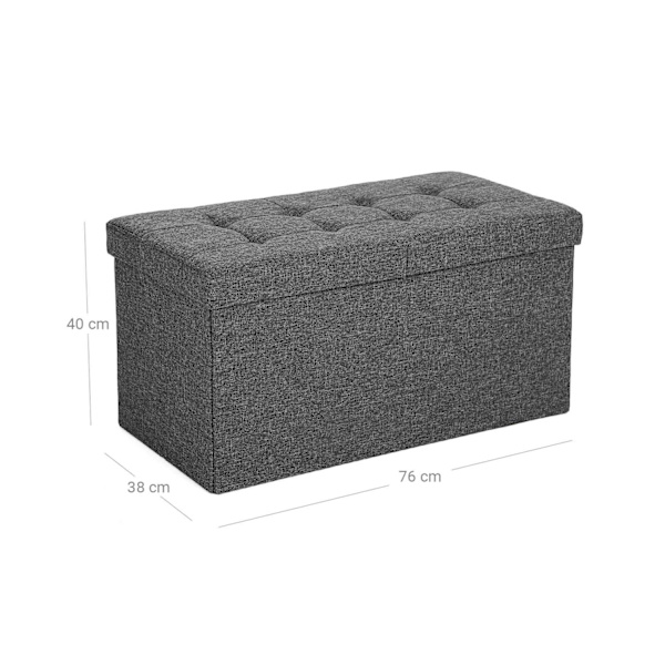 Rootz 80L säilytyslaatikko penkki - ottomaani - istuin - pellavaverhoilu - MDF-levy - 76cm x 38cm x 38cm
