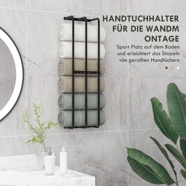 Rootz vægmonteret håndklædestang - Håndklædeholder - Håndklædeholder - Lodret design - Pladsbesparende - Holdbart metal - Sort finish - 21 cm x 12 cm