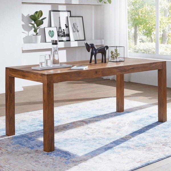 Rootz Sheesham massivt træ spisebord - køkkenbord - rektangulært spisebord - tidløst design, udtryksfuldt trækorn, sæder op til 8 - 160 cm x 80 cm x 7